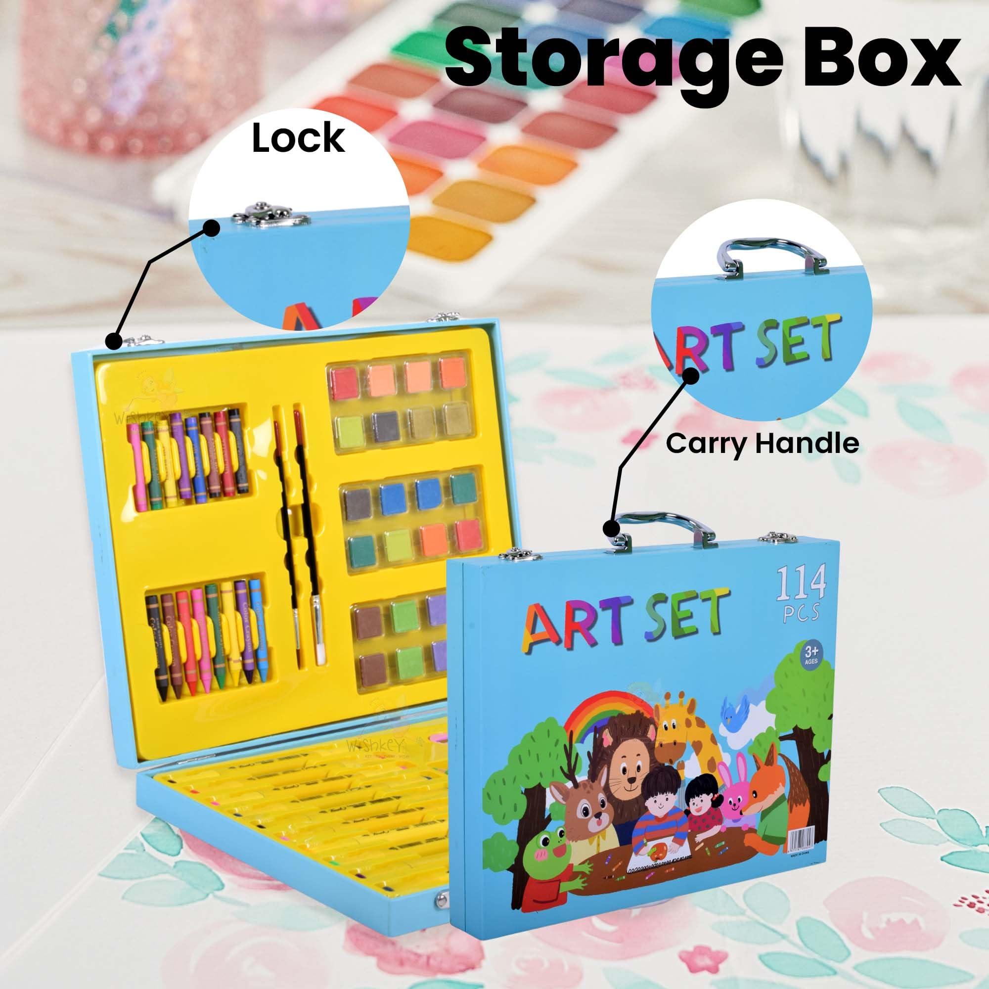 Children Deluxe Art Drawing Crayon Color Set for Kids Case Art and Craft Supplies Drawing and Painting Set Great Gift (114 Pcs)