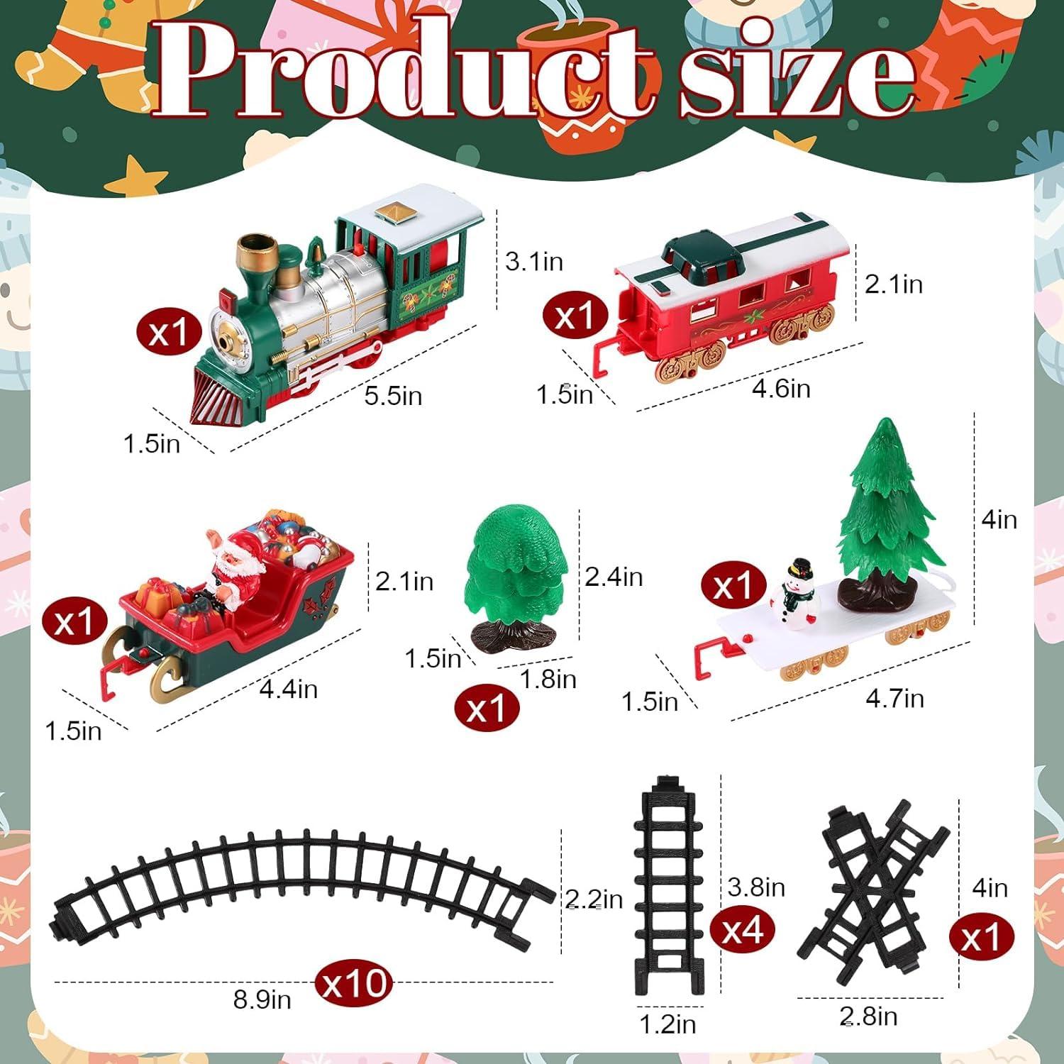 Christmas Tree Music Train Set, Xmas Sounds Light Locomotive, 22pcs Electric Engine Railway Track Playset, Kids Gifts Express Cargo Toy Rail, Snowman Carriage Santa Clause Sleigh