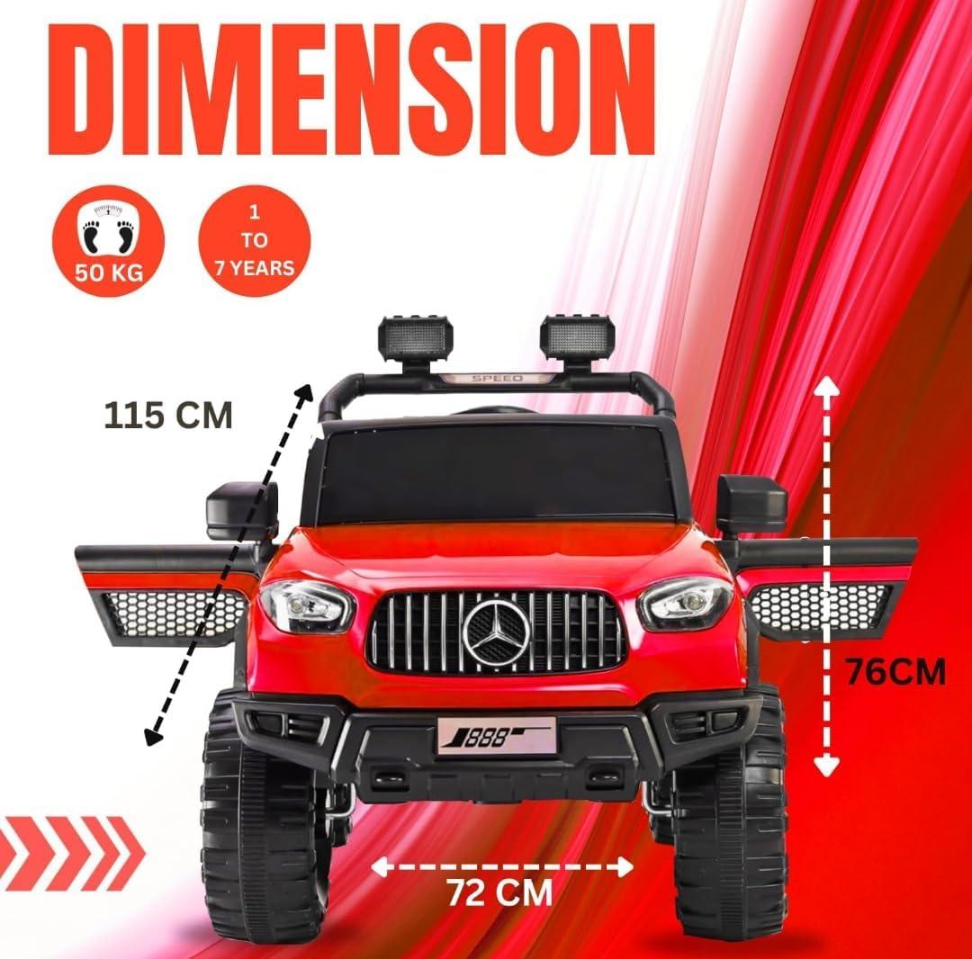 Kidoyz Kids Battery Operated Jeep for Kids Ride on Toy Kids Car with RGB Light & Music - (Red/Black)