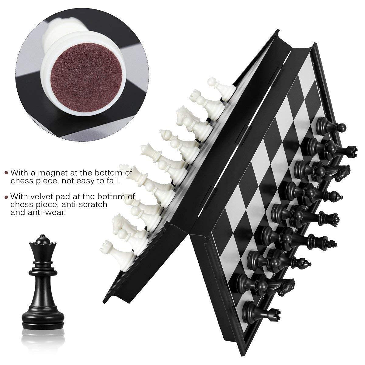 Magnetic Educational Chess Board Set with Folding Chess Board 2 Plyaers Travel Toys for Kids and Adults (10 Inch) (Black Color)