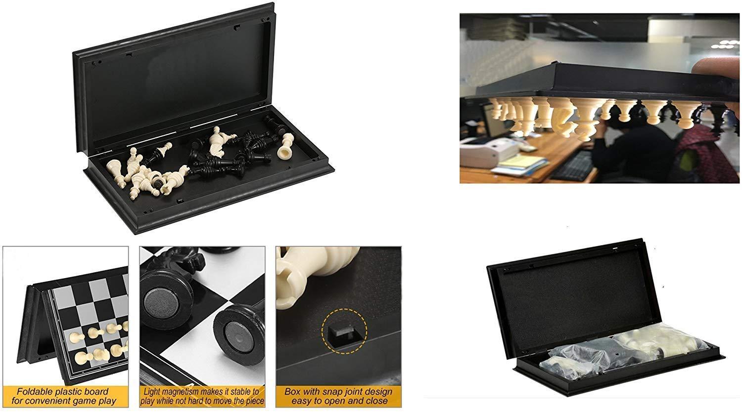 Magnetic Educational Chess Board Set with Folding Chess Board 2 Plyaers Travel Toys for Kids and Adults (10 Inch) (Black Color)