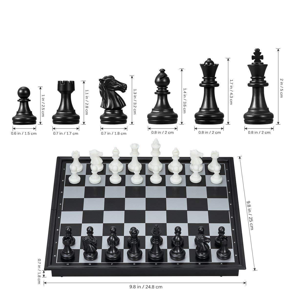 Magnetic Educational Chess Board Set with Folding Chess Board 2 Plyaers Travel Toys for Kids and Adults (10 Inch) (Black Color)