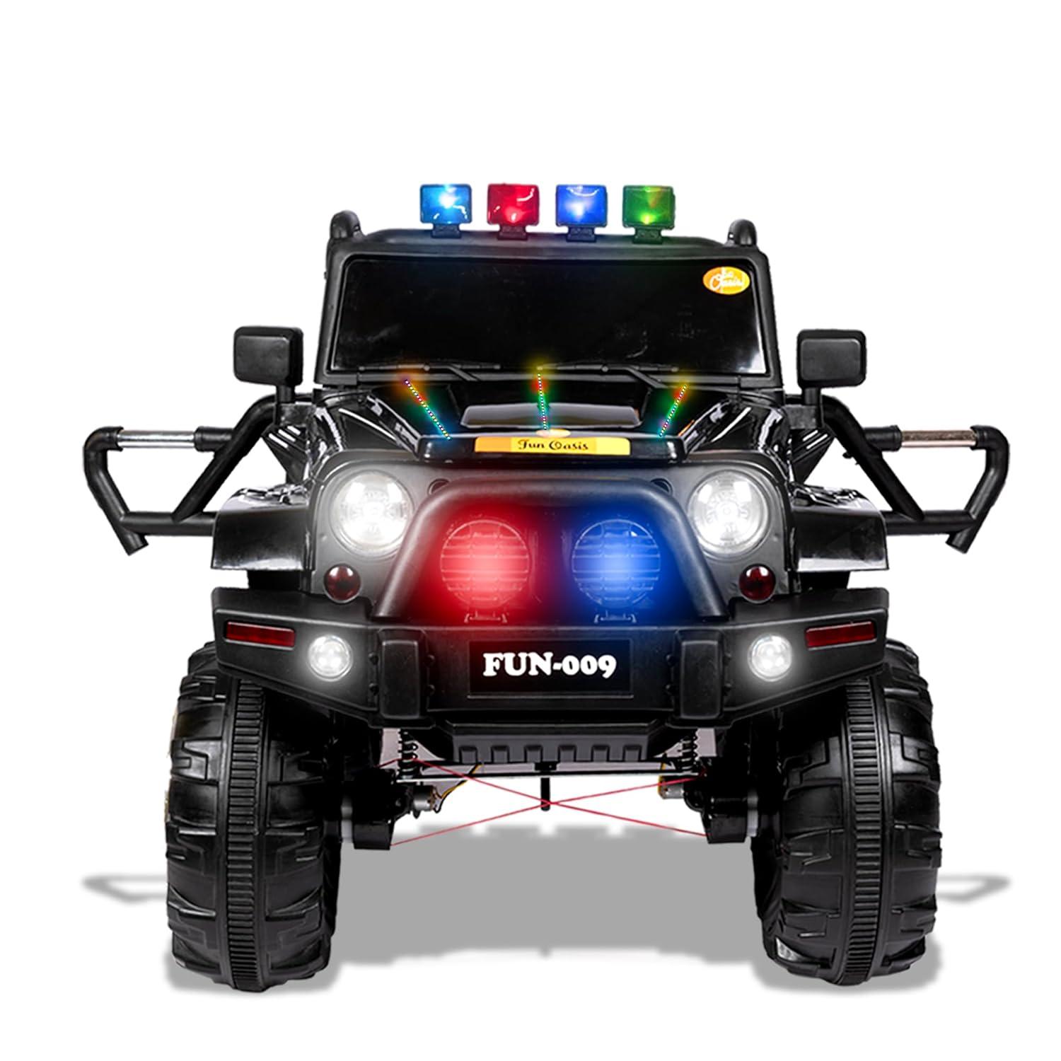 Electric Ride-On Jeep Rechargeable 4x4 Big Size Thar Look-Alike for Kids with Seat Belt, LED Lights, Music Modes, Manual & Remote Dual Control  (Black)