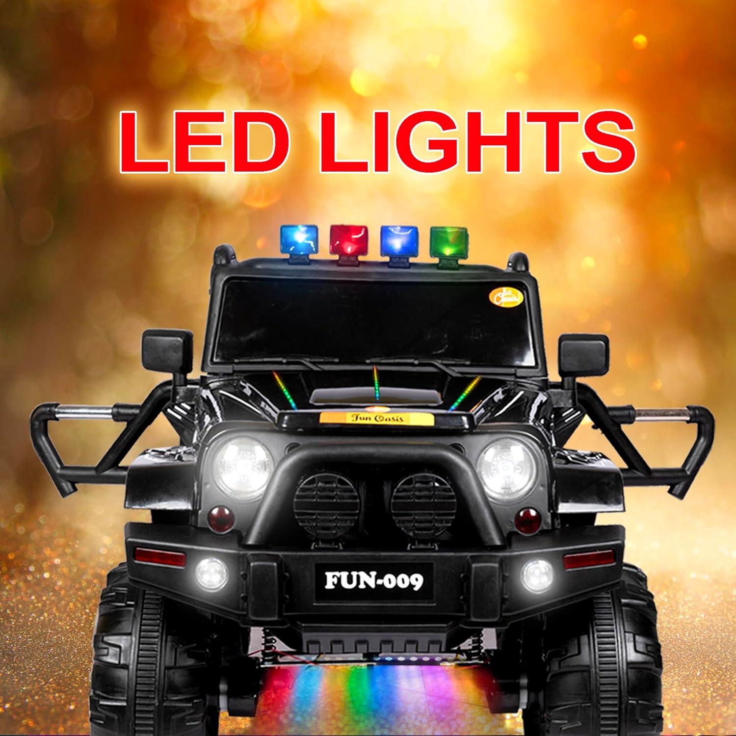 Electric Ride-On Jeep Rechargeable 4x4 Big Size Thar Look-Alike for Kids with Seat Belt, LED Lights, Music Modes, Manual & Remote Dual Control  (Black)