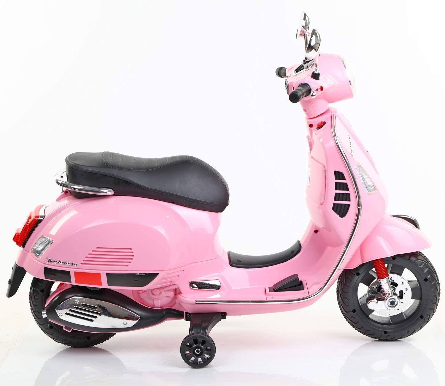 Vespa Scooter New Edition For Kids: Electric Ride-On With Foot Accelerator, Ages 3-7, Pink, Red, Blue (Pink)