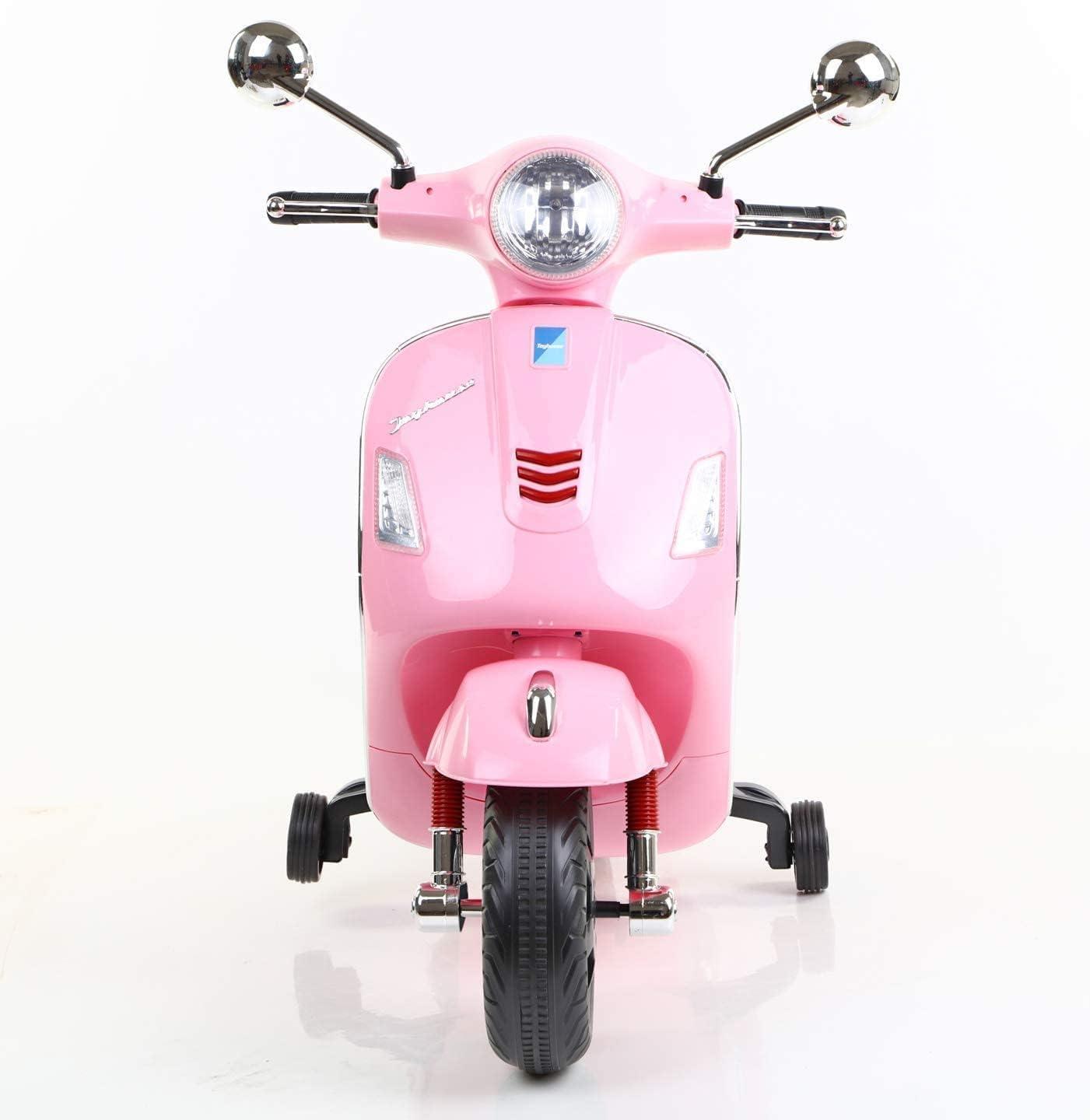 Vespa Scooter New Edition For Kids: Electric Ride-On With Foot Accelerator, Ages 3-7, Pink, Red, Blue (Pink)