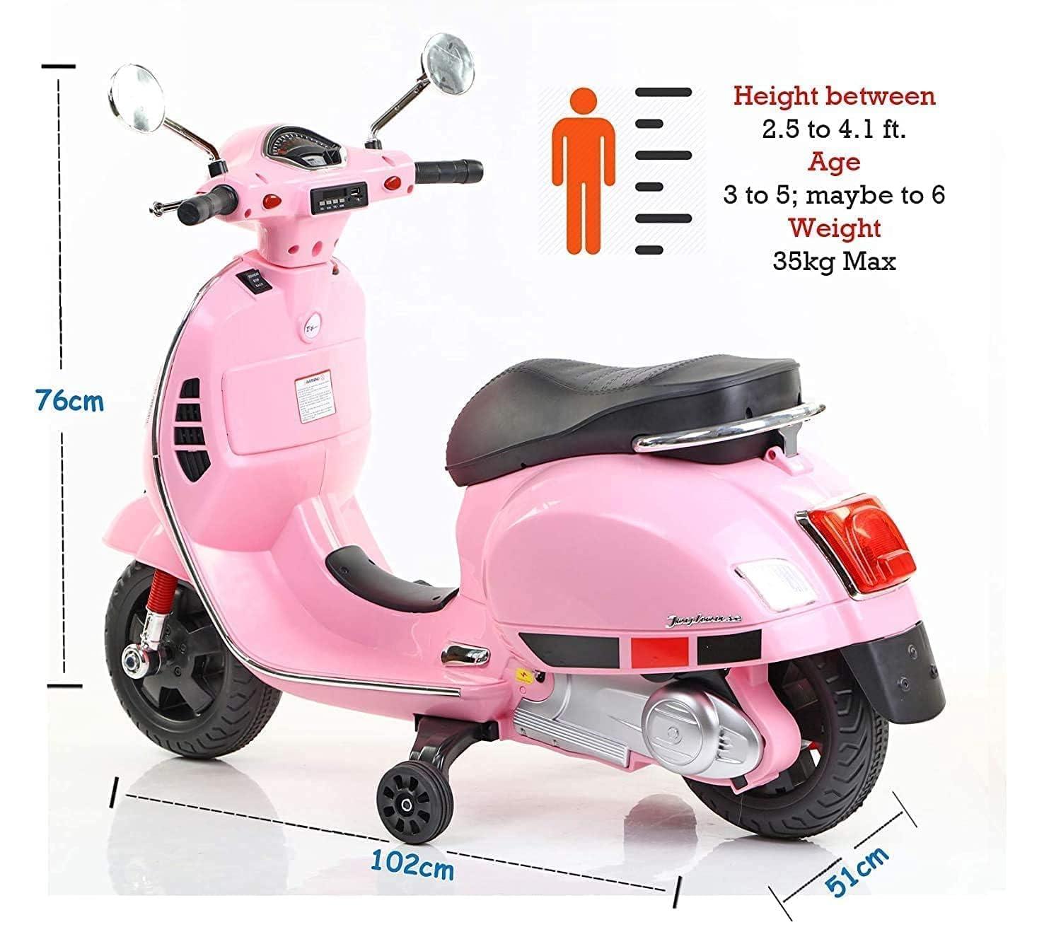 Vespa Scooter New Edition For Kids: Electric Ride-On With Foot Accelerator, Ages 3-7, Pink, Red, Blue (Pink)