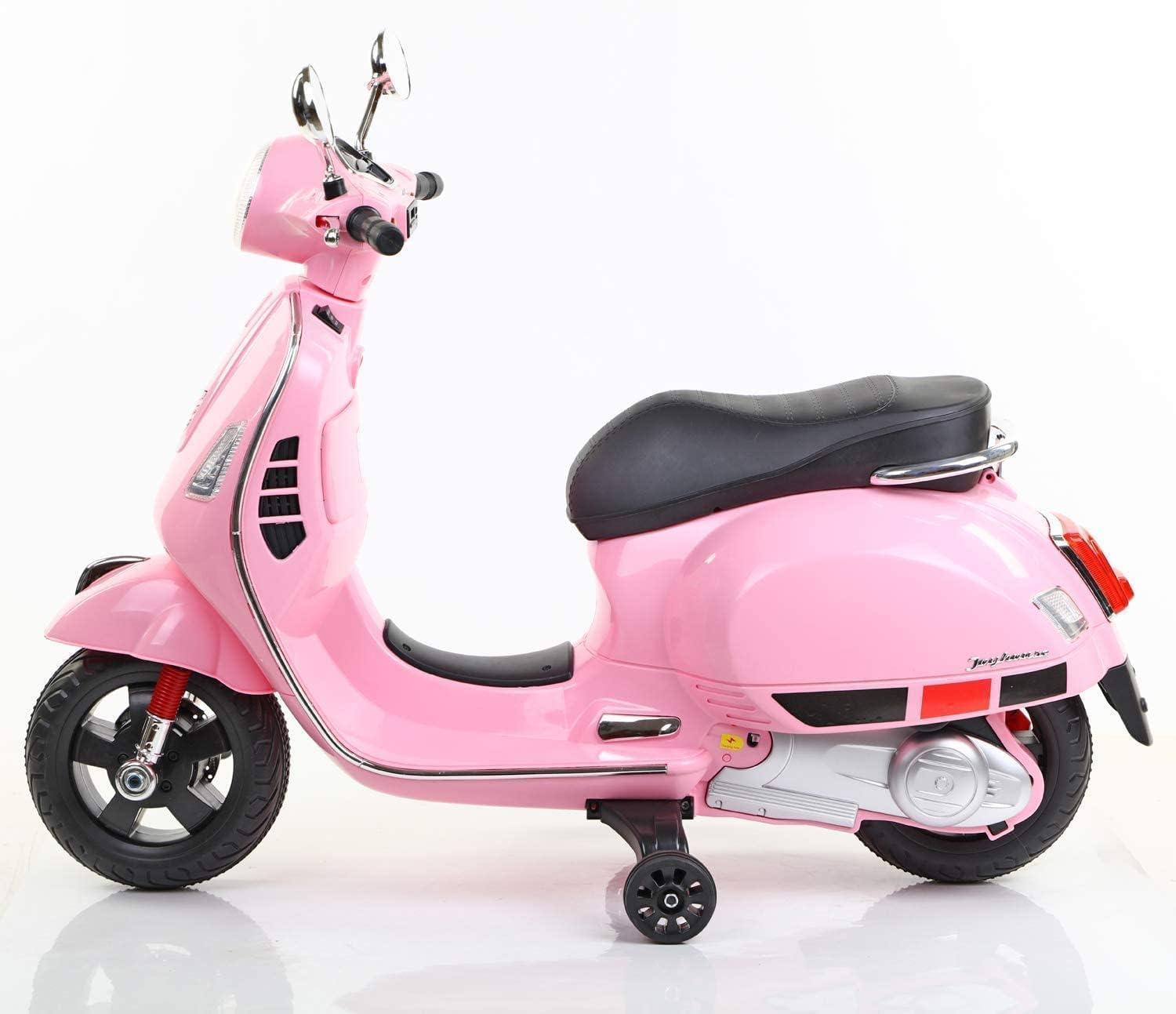 Vespa Scooter New Edition For Kids: Electric Ride-On With Foot Accelerator, Ages 3-7, Pink, Red, Blue (Pink)