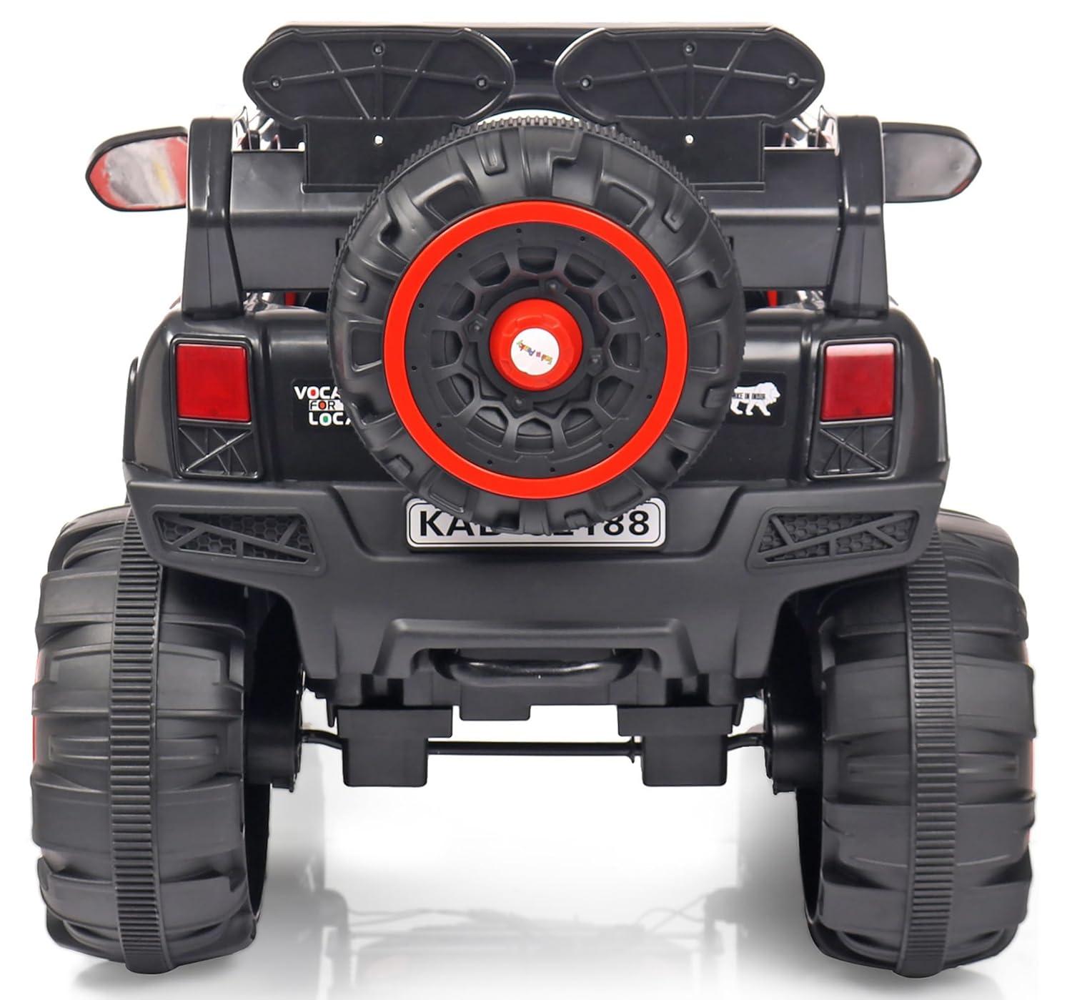 Mart Big Size !! 4x4 Battery Operated Electric Ride On Jeep for Kids| Motor for Steering | Remote Control | Suspensions | Jumbo Driving Car | Birthday Gifts (White)