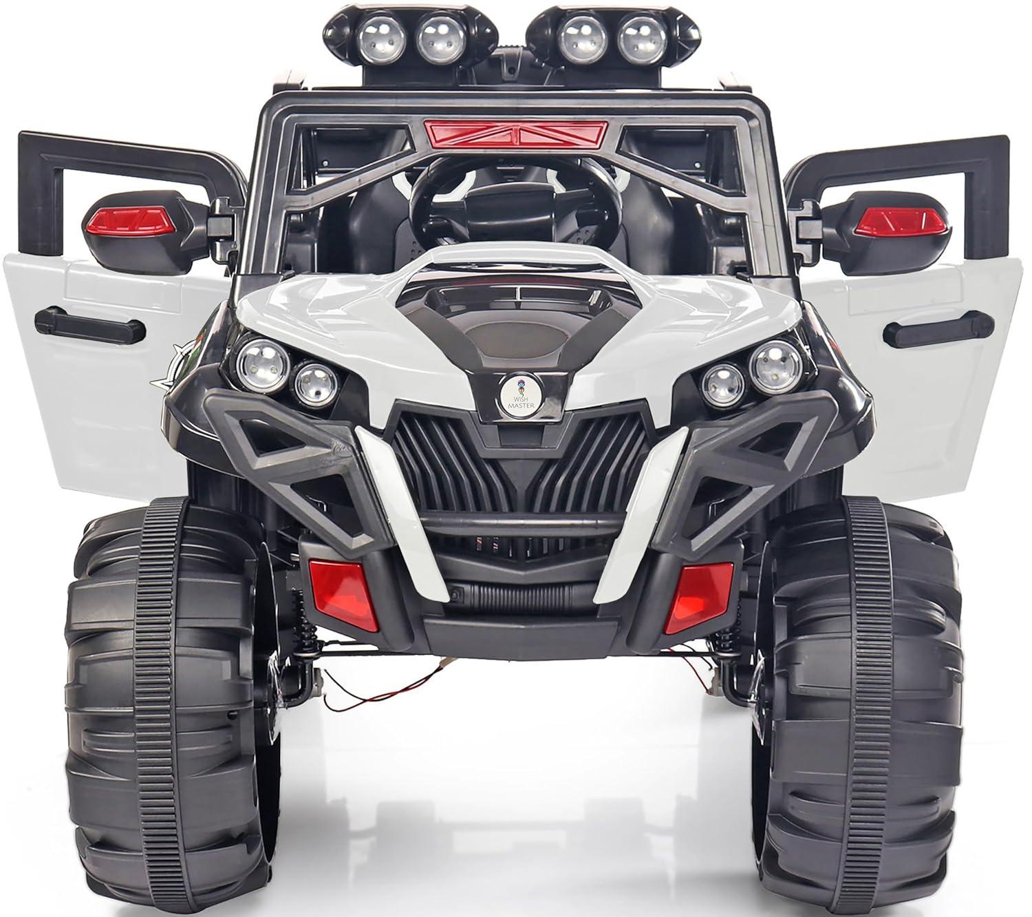 Mart Big Size !! 4x4 Battery Operated Electric Ride On Jeep for Kids| Motor for Steering | Remote Control | Suspensions | Jumbo Driving Car | Birthday Gifts (White)