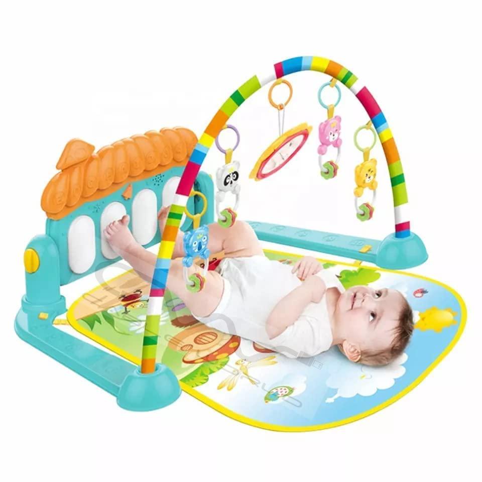 Baby Play Mat Gym & Fitness Rack with Hanging Rattles Lights & Musical Keyboard Mat Piano Multi-Function ABS Plastic(up to 2 Year) MultiColor