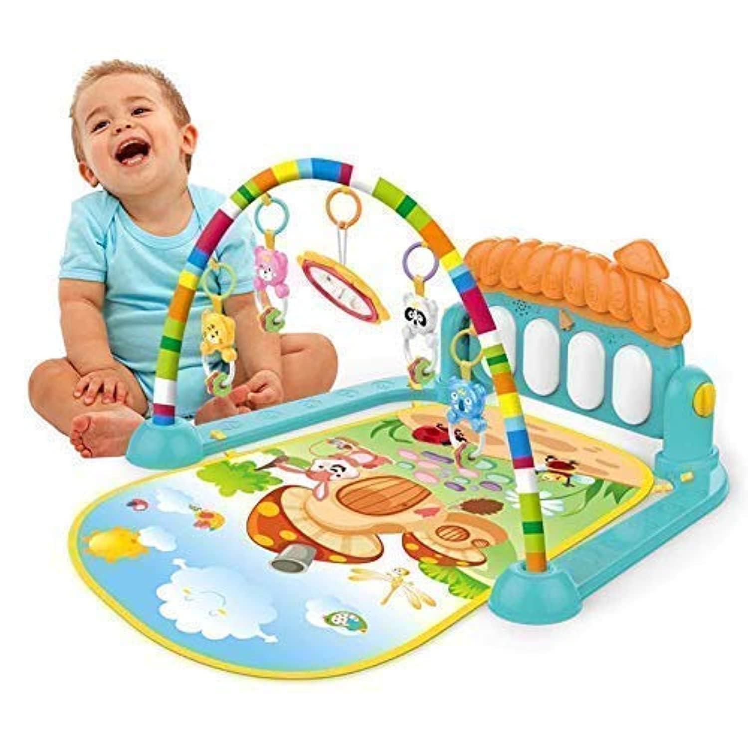 Baby Play Mat Gym & Fitness Rack with Hanging Rattles Lights & Musical Keyboard Mat Piano Multi-Function ABS Plastic(up to 2 Year) MultiColor