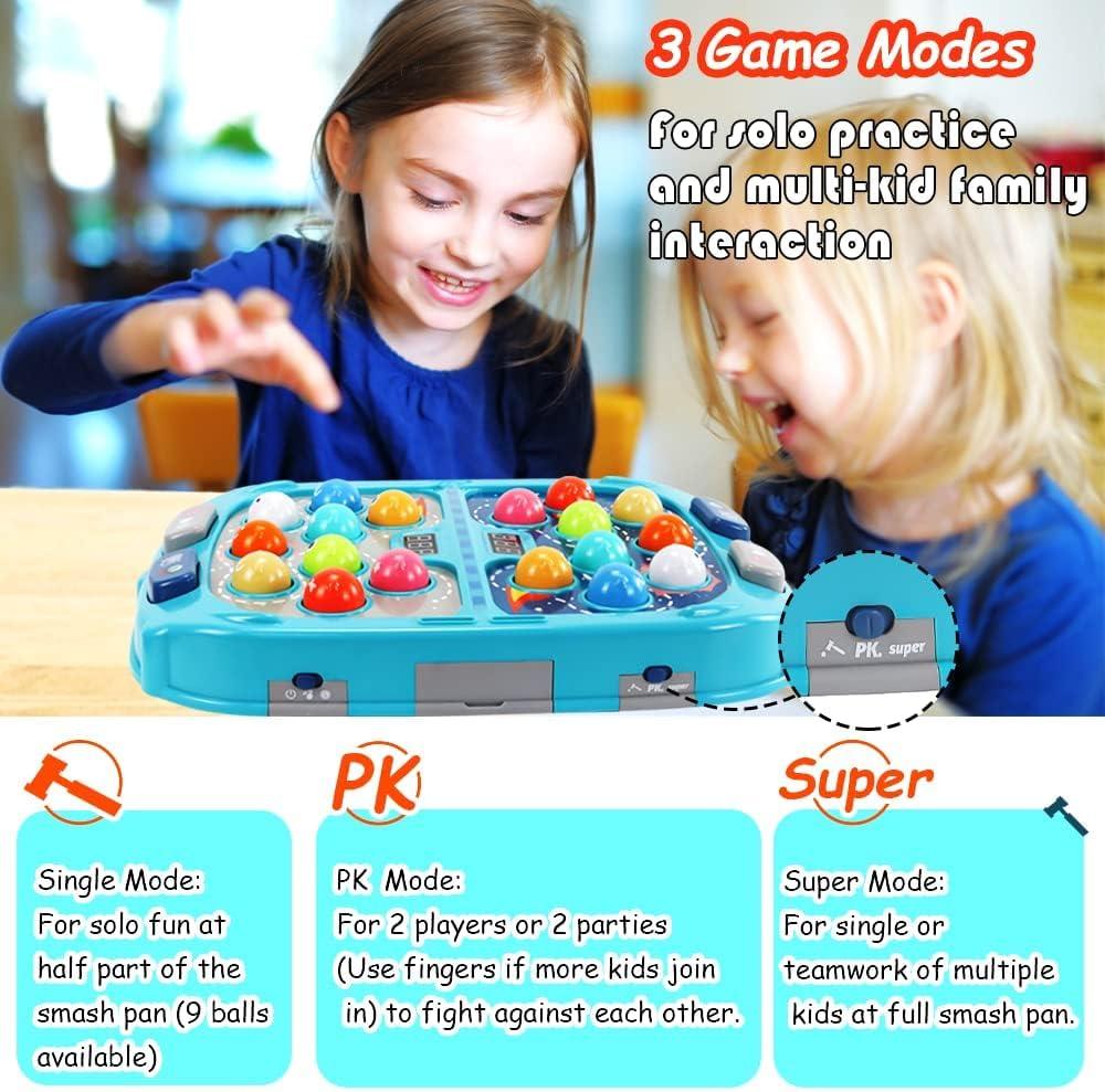 Whack Mole Game for Toddlers, Hammering Game for 3 4 5 6 7 8+ Year Old Boys Girls Child, Interactive Educational Toys with Sound and Light, PK Mode with 2 Hammers Best for Gift