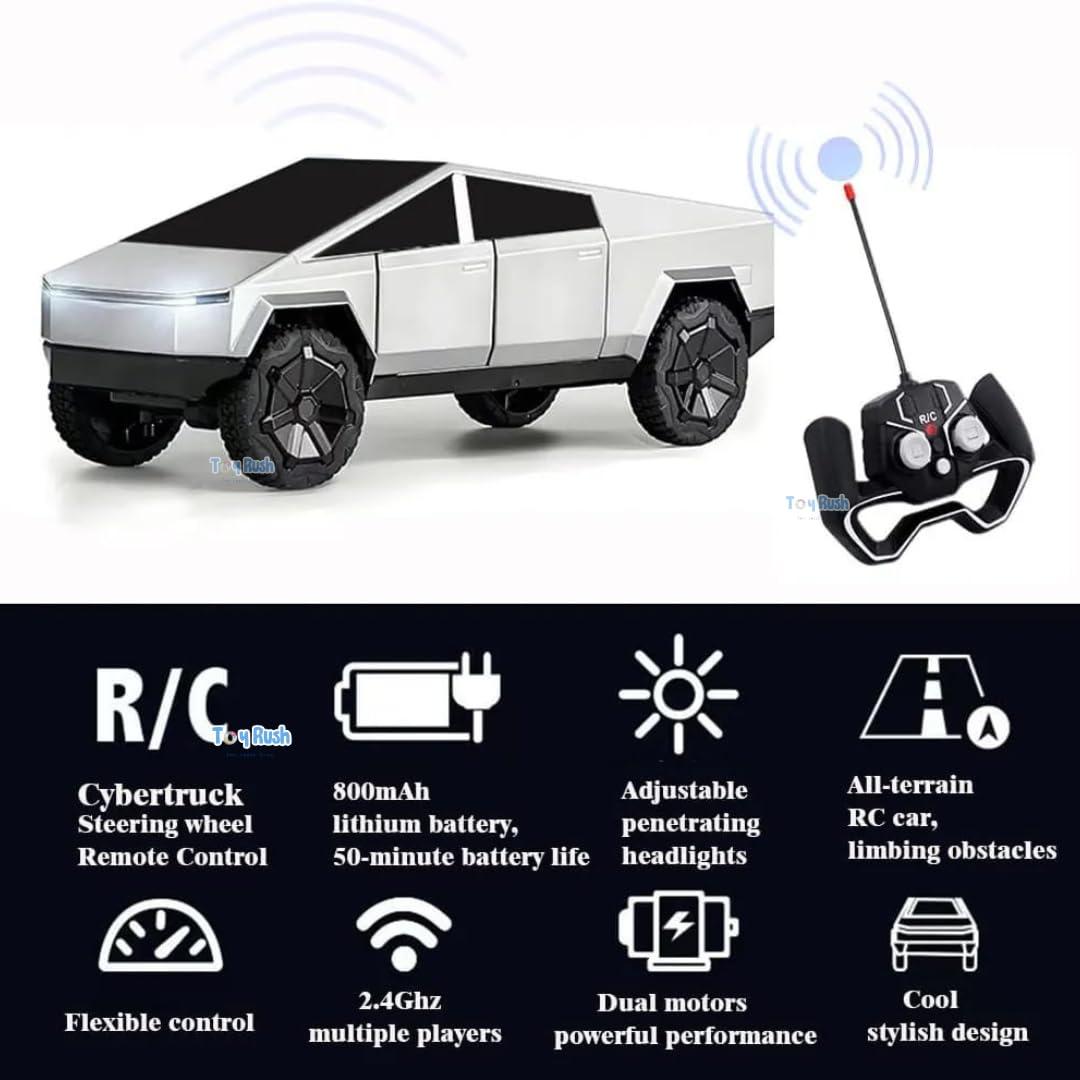 Remote Control Car for Kids Tesla Cybertruck Toy High Speed with Dual Motor 2.4GHz Long Battery Life Light Effects