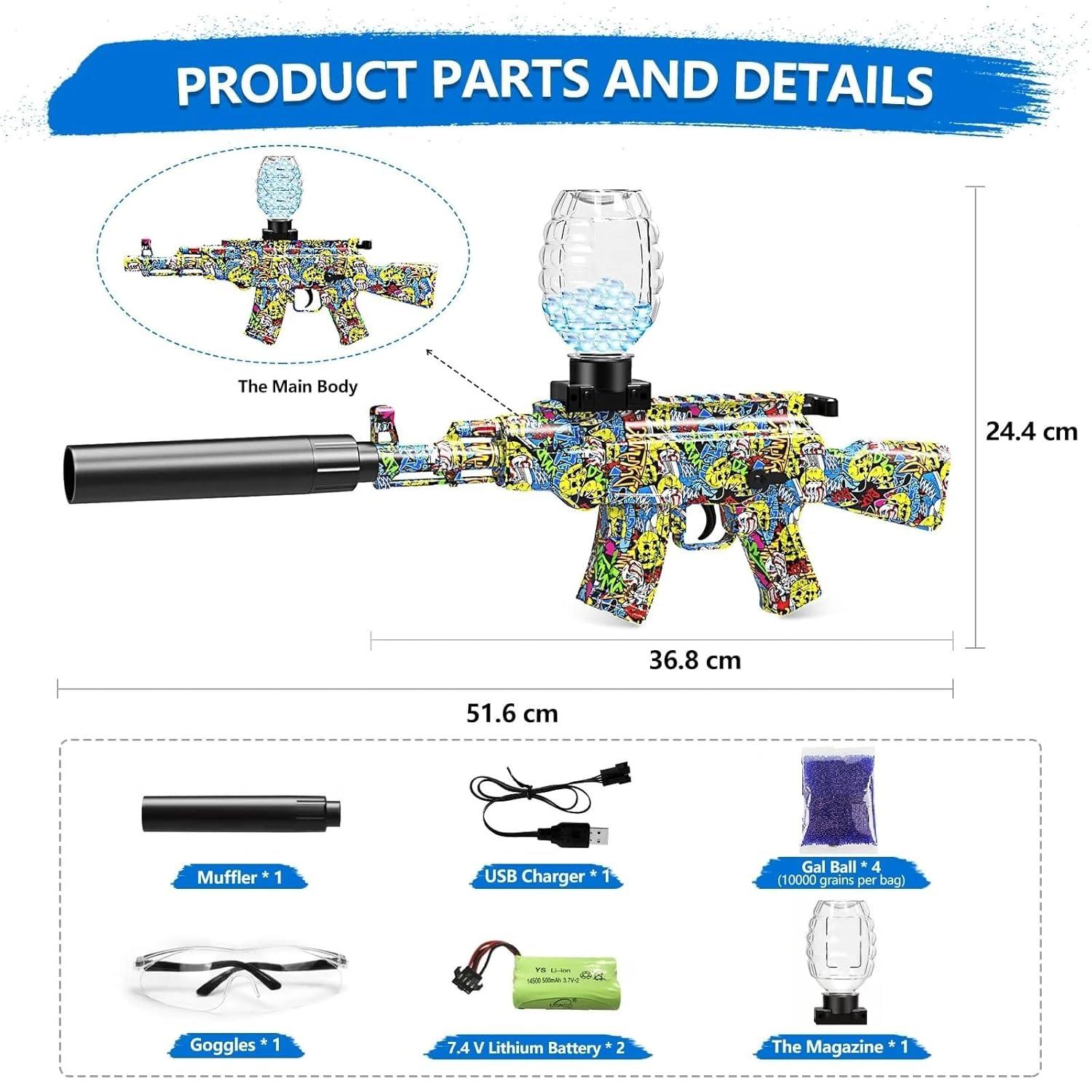 Gel Blaster Gun Automatic Gun for Kids-Adults Operated Gun High Speed Upto 50 Feet Range Including Gel Balls (Multi Color)