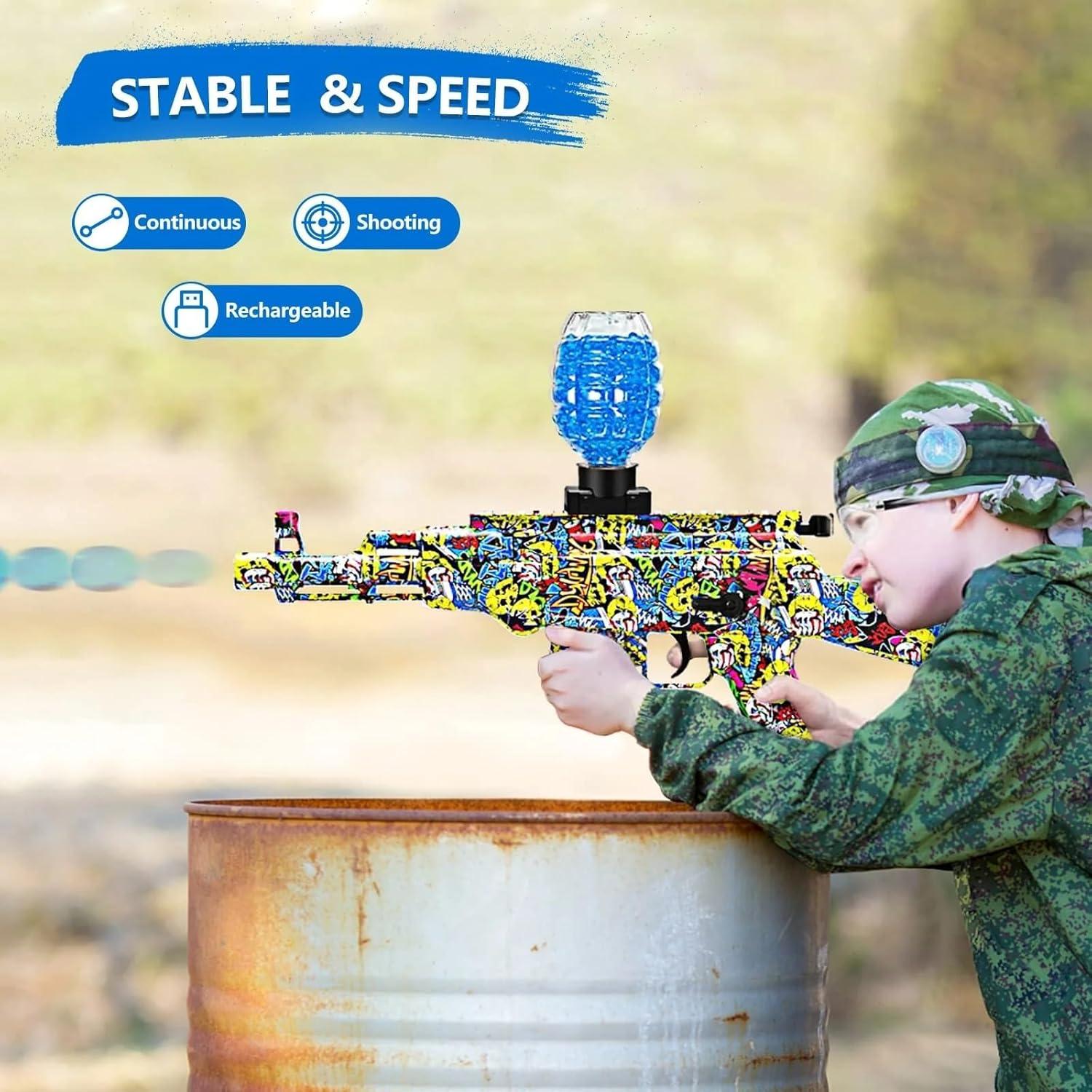 Gel Blaster Gun Automatic Gun for Kids-Adults Operated Gun High Speed Upto 50 Feet Range Including Gel Balls (Multi Color)