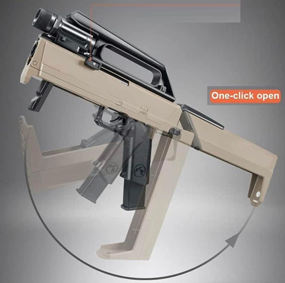 FMG9 SMG Folding Gun Shell Ejecting Soft Bullet Real Toy Set for Kids Guns & Darts  (Brown)