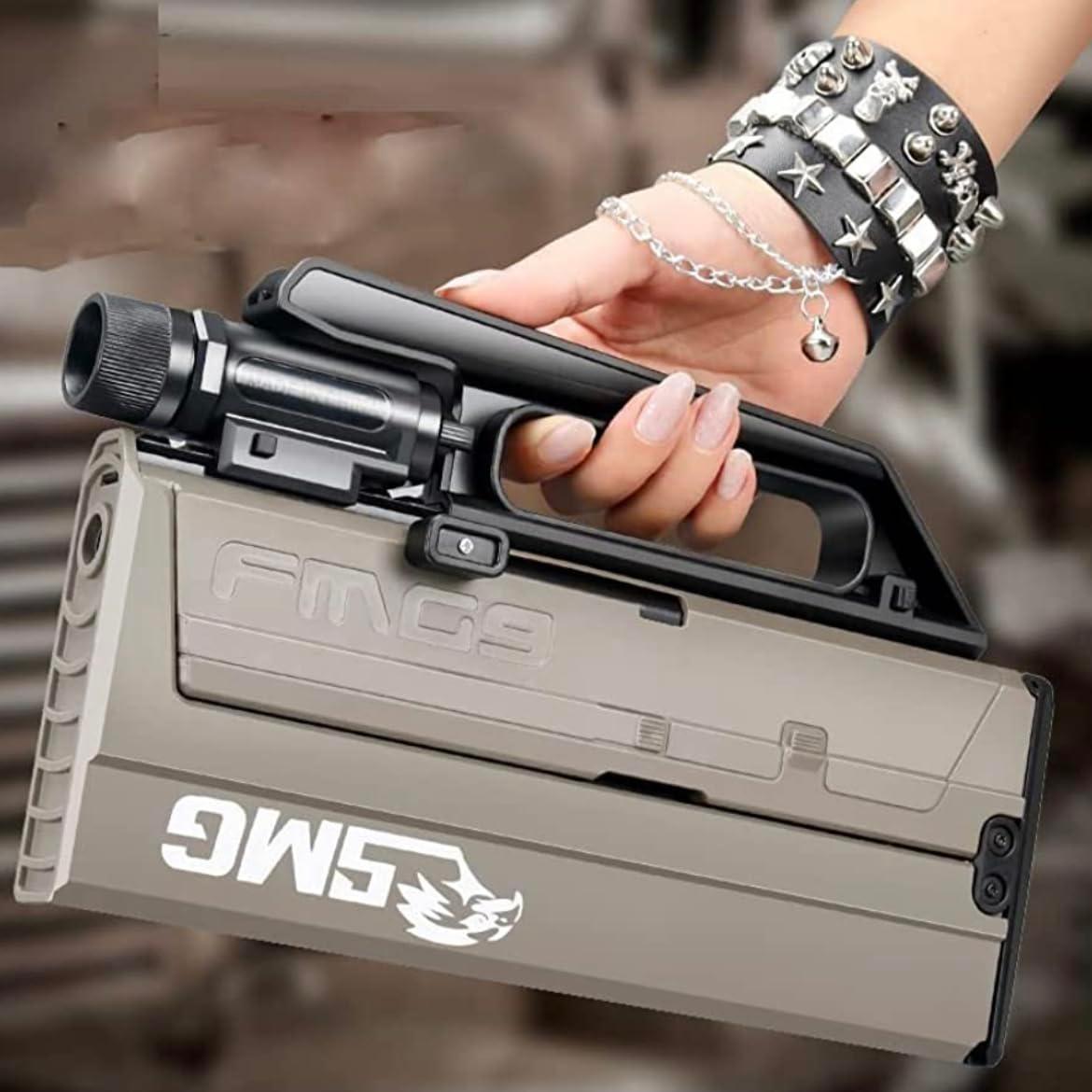 FMG9 SMG Folding Gun Shell Ejecting Soft Bullet Real Toy Set for Kids Guns & Darts  (Brown)