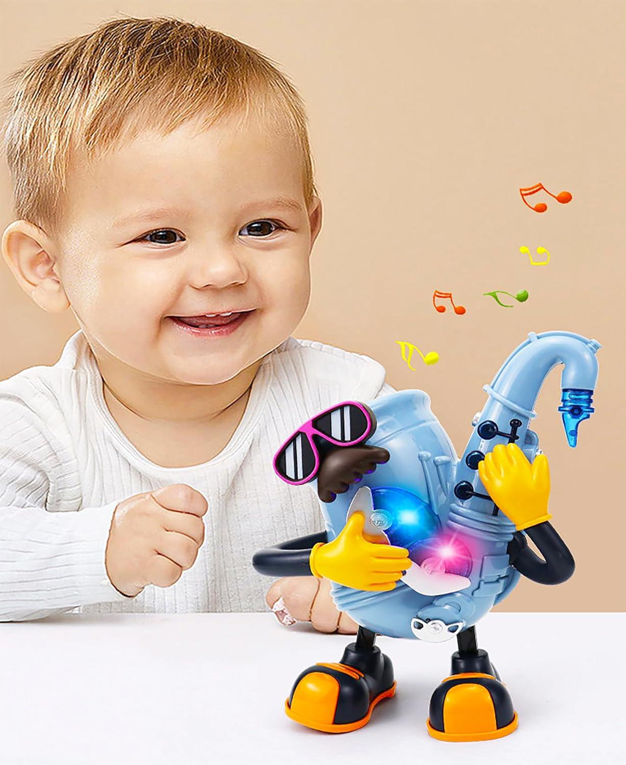 Battery Operated Musical Dancing Mr Rock Saxophone Toy for Kids with 3D Light Effects and Cool Music- Multicolor