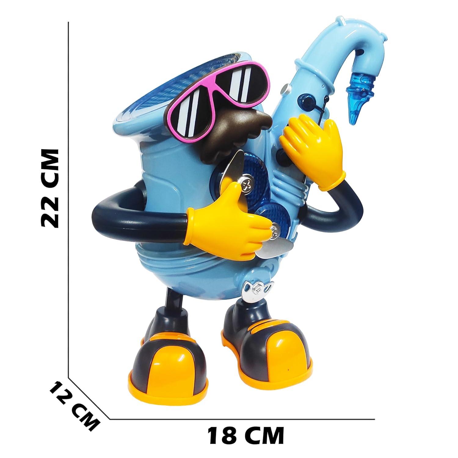 Battery Operated Musical Dancing Mr Rock Saxophone Toy for Kids with 3D Light Effects and Cool Music- Multicolor