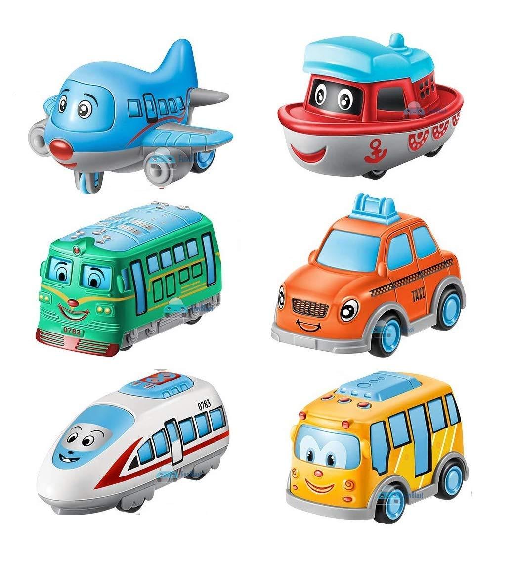 ABS Plastic Unbreakable Pull-Back Die-Cast Q【Cute】Toy Set【Pack of 6 Toys】【Multi-Colored】,kids 2+ age
