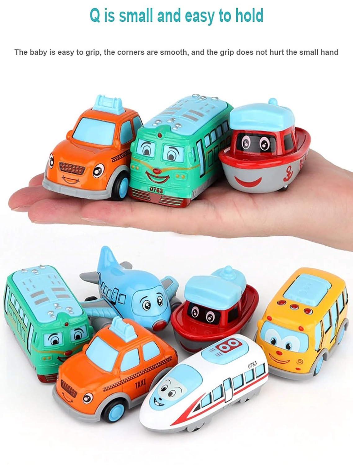 ABS Plastic Unbreakable Pull-Back Die-Cast Q【Cute】Toy Set【Pack of 6 Toys】【Multi-Colored】,kids 2+ age