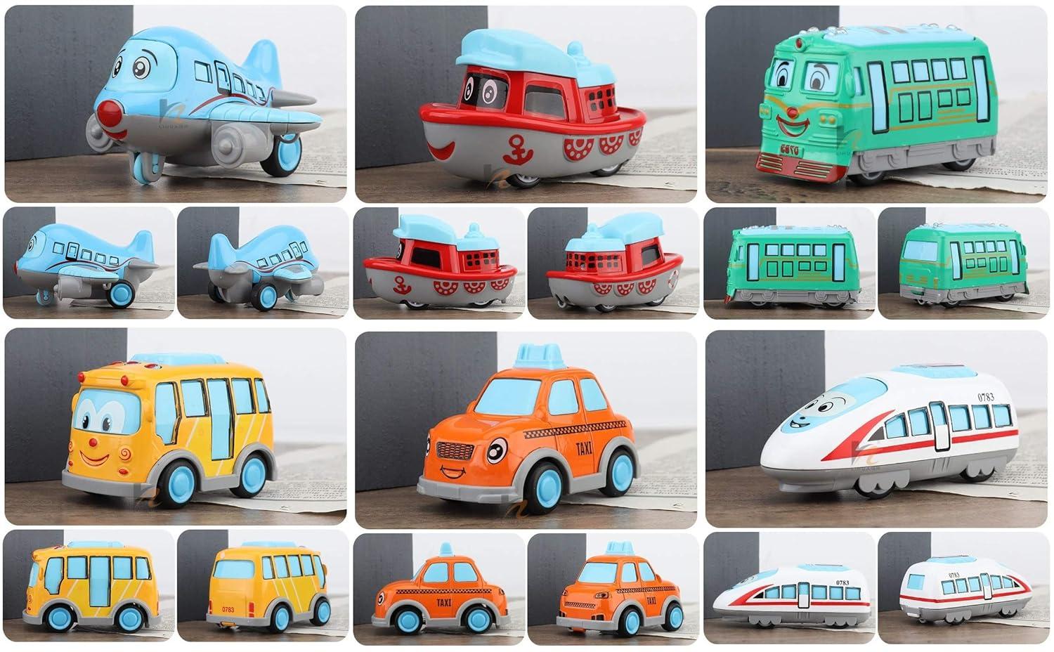 ABS Plastic Unbreakable Pull-Back Die-Cast Q【Cute】Toy Set【Pack of 6 Toys】【Multi-Colored】,kids 2+ age