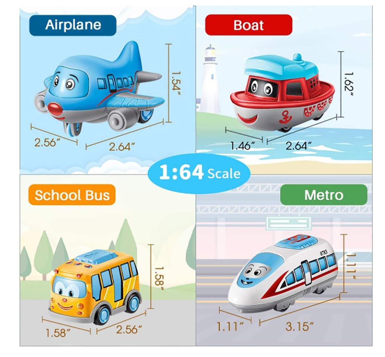 ABS Plastic Unbreakable Pull-Back Die-Cast Q【Cute】Toy Set【Pack of 6 Toys】【Multi-Colored】,kids 2+ age