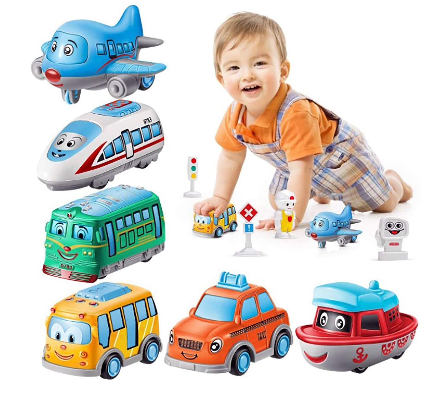 ABS Plastic Unbreakable Pull-Back Die-Cast Q【Cute】Toy Set【Pack of 6 Toys】【Multi-Colored】,kids 2+ age