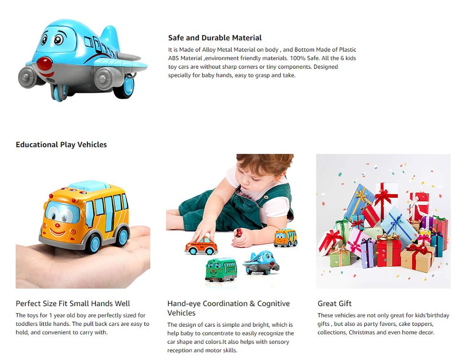 ABS Plastic Unbreakable Pull-Back Die-Cast Q【Cute】Toy Set【Pack of 6 Toys】【Multi-Colored】,kids 2+ age