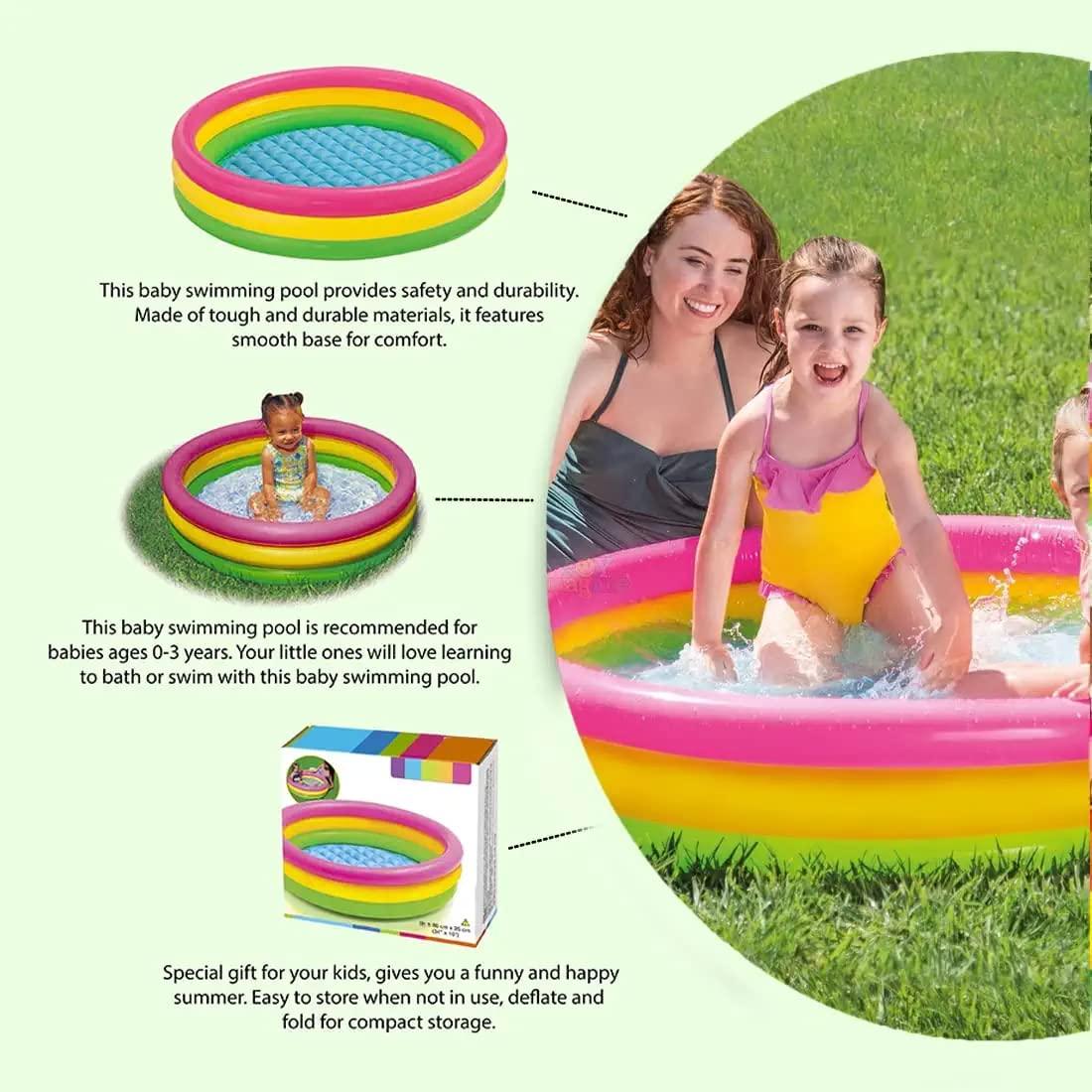 Baby Bath Tub 2 Feet Round Pool 34" X 10" Swimming Pool for Kids - Multicolor