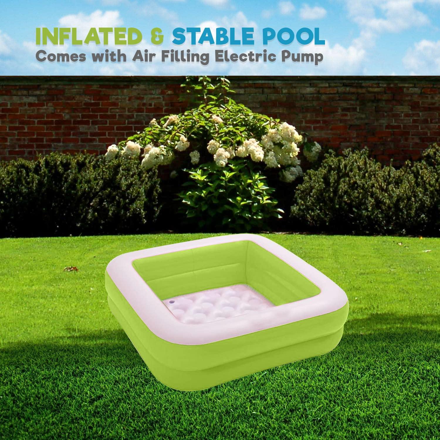 Kidoyz 3.5 Feet Square Inflatable Pool Swimming Bathtub for Kids - Multicolor