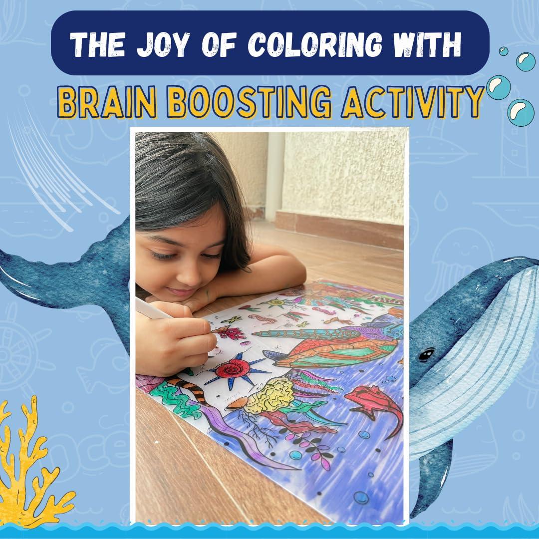 Reusable Coloring Placemats Sheet with 8 Erasable Marker Pens, Non Toxic,Creative Doodle Art Kit for Kids - ANIMAL