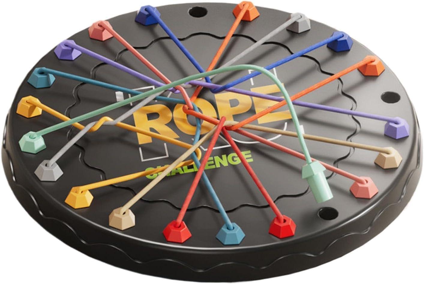 Rope Challenge Board Game, Interactive Puzzle with 10 Elastic Ropes, Family Game, Brain Boosting Family Game