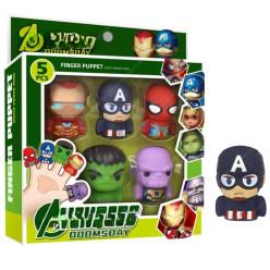 Avengers Super-Hero Finger Puppets, Set of 5 PVC Characters, Bath Time and Party Favour Toys