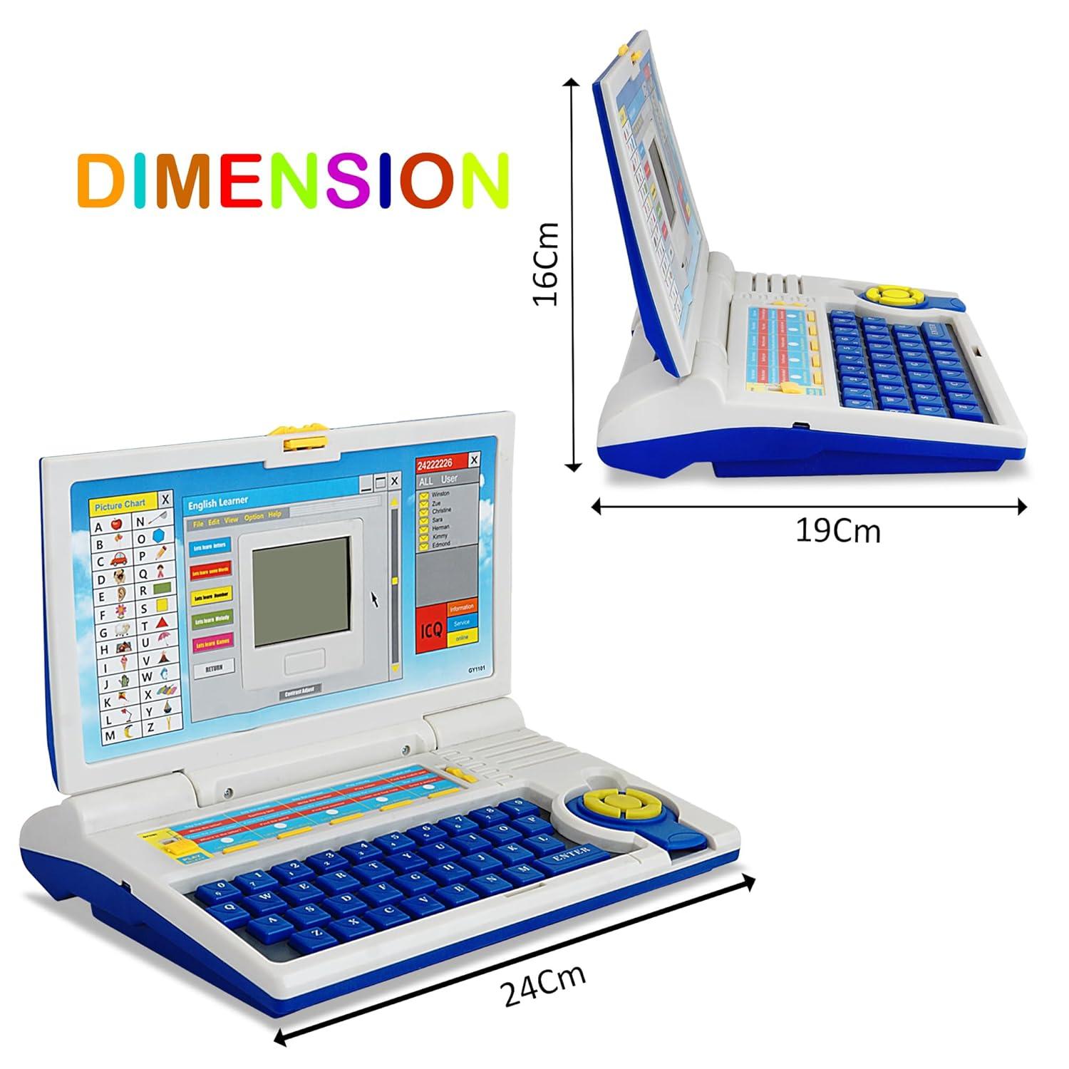 Educational Laptop Computer Toy for Kids with Mouse - 20 Activities English Learner Notebook with Games - Learn Alphabets, Words, Numbers and Music - Color As Per Stock