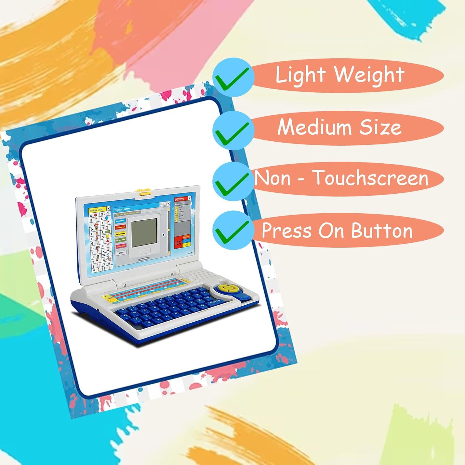 Educational Laptop Computer Toy for Kids with Mouse - 20 Activities English Learner Notebook with Games - Learn Alphabets, Words, Numbers and Music - Color As Per Stock