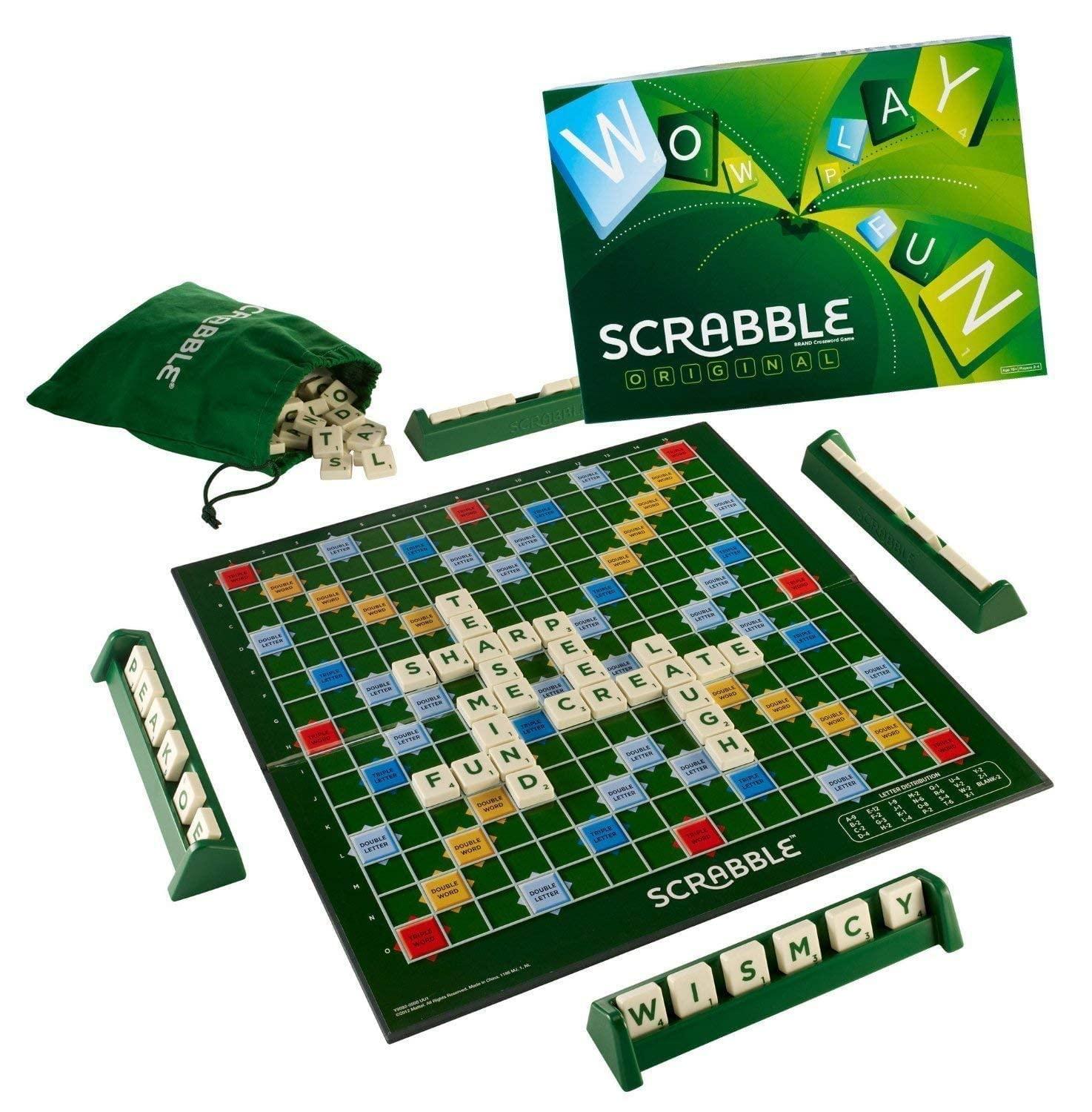 Scrabble Board Game | Classic Word & Letter Game for Kids & Adults | Educational Family Game for 2-4 Players (Multicolour, Pack of 1)