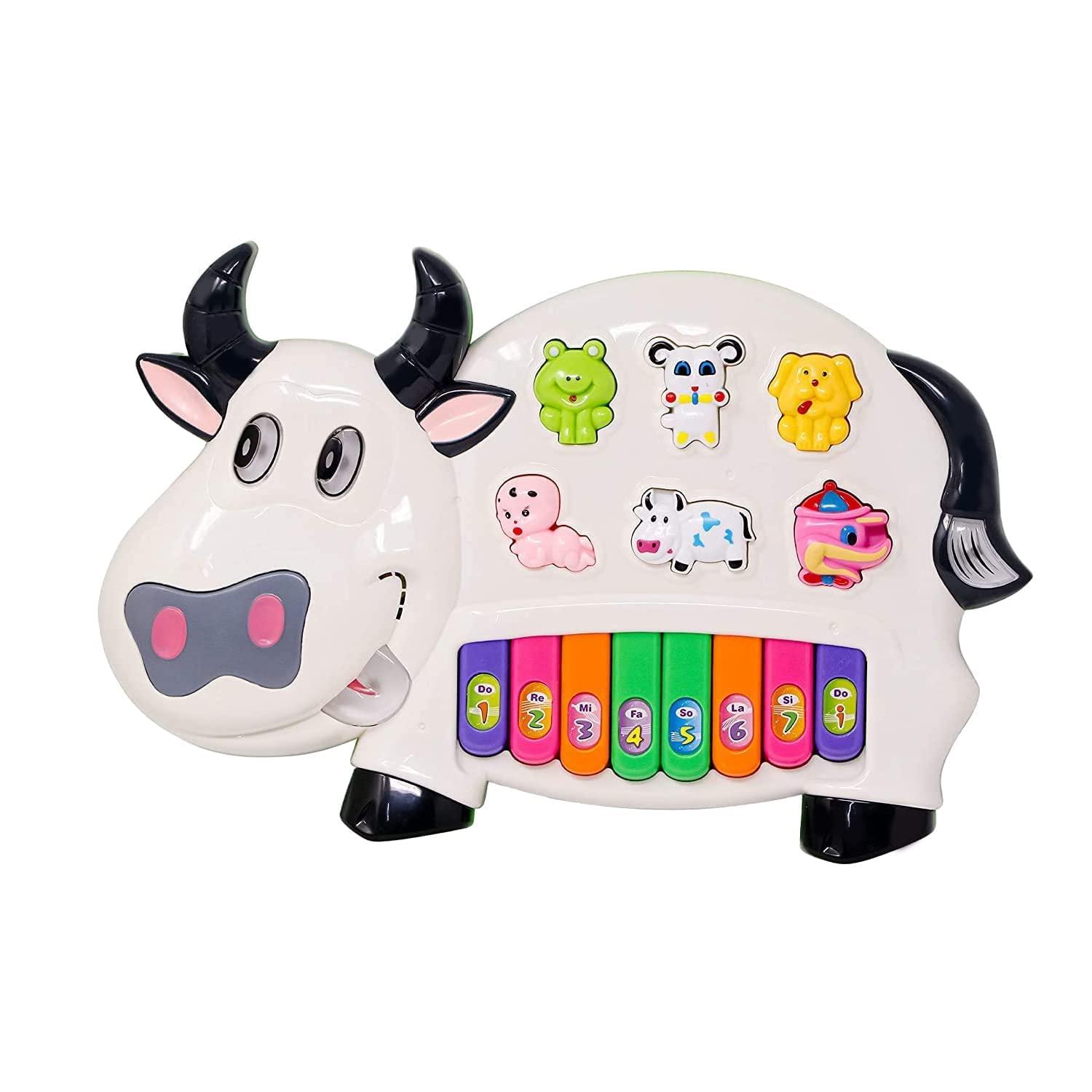 Cow Piano Musical Piano with 3 Modes, Flashing Lights & Wonderful Animal Sound Music