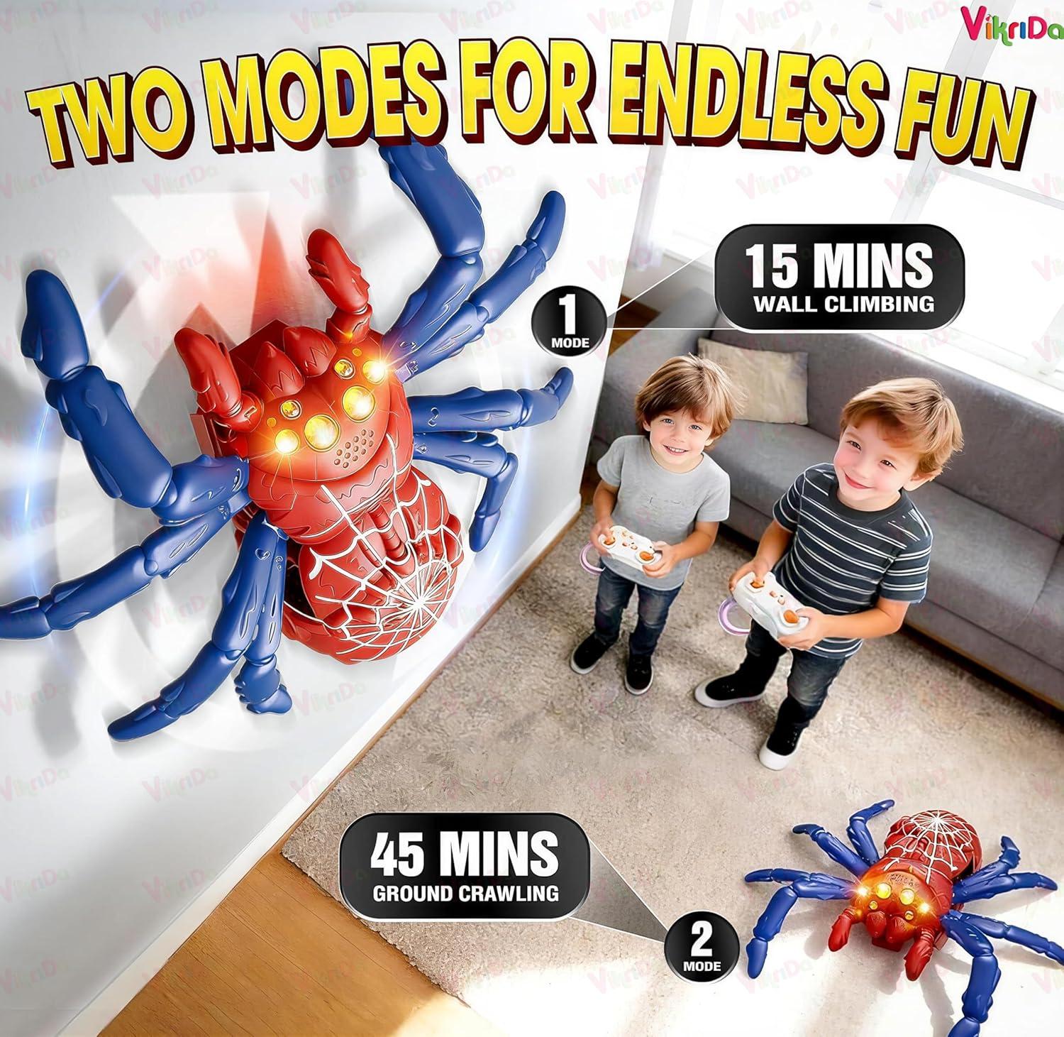 Wall Climbing Spider RC Toy with Remote Control, Rechargeable Creepy Crawler Climbs Walls & Ceilings