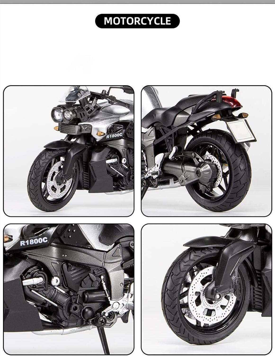 BMW R1800C Die-Cast 1:12 Scale Bike Model with Moving Handle for Kids  (Grey, Red, Pack of: 1)